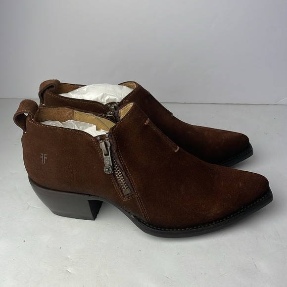 NEW Frye Sacha Moto Shootie Dual Zip Point Toe Ankle Boots 5.5 - Picture 4 of 9